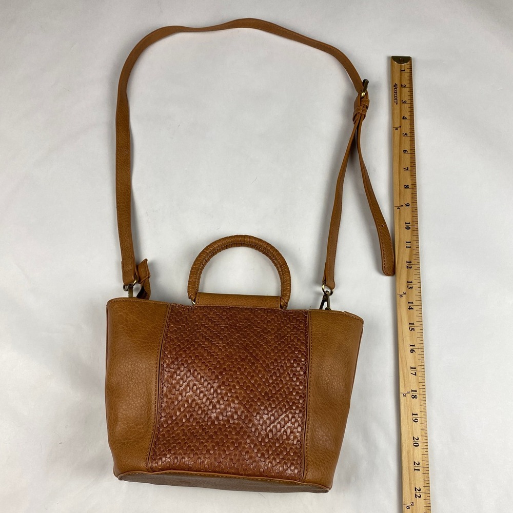 Anthropologie Tobacco Mini Crossbody Purse Brown Textured - Picture 15 of 16